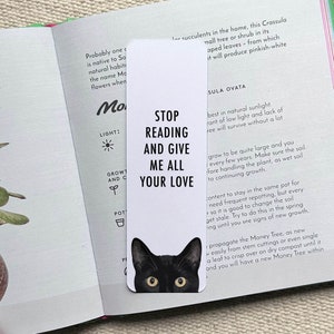 Marcapáginas de gato negro: regalo para amantes de los libros hecho de papel reciclado
