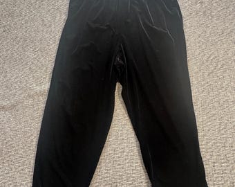 Solitaire by Sharon Anthony Black Velvet Elastic Waist Straight Leg Pants XL VTG