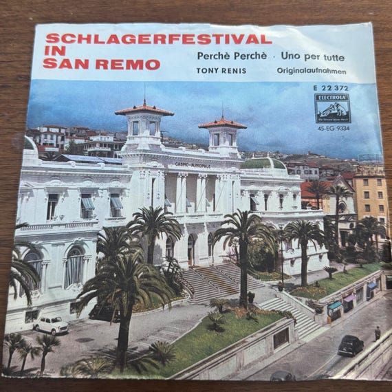 Tony Renis Perche Perche Uno per tutte 7" Vinyl 45 Electrola E 22 372 1963 Ger