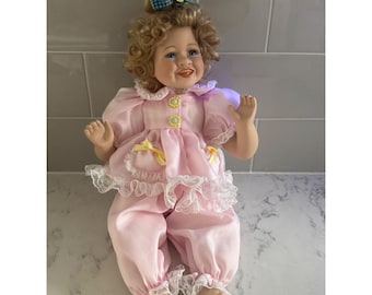 Vintage Wimbledon Porcelain Doll #40048 Curly Hair Lace Outfit 16" Collector