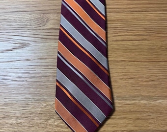 Vintage Marshall Field's Silk Tie Burgundy  Stripe Classic Business Necktie