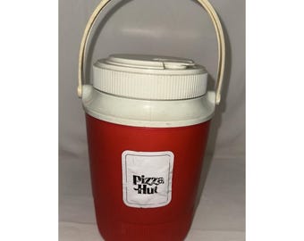 Vintage Red Gott Water Bottle Half Gallon With Vintage Pizza Hut Sticker