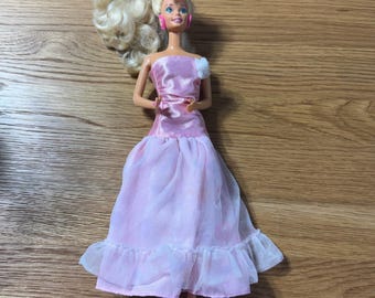Vintage Mattel Barbie Doll Pink Strapless Gown Superstar Face Blue Eyes 80s 90s