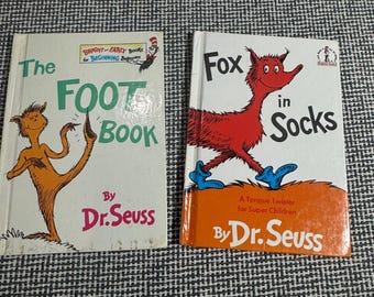 Dr Seuss The Foot Book & Fox in Socks Hardcover Grolier Book Club Edition Set