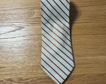 Vintage Marshall Field's Silk Tie Tan Brown Stripe Classic Business Necktie