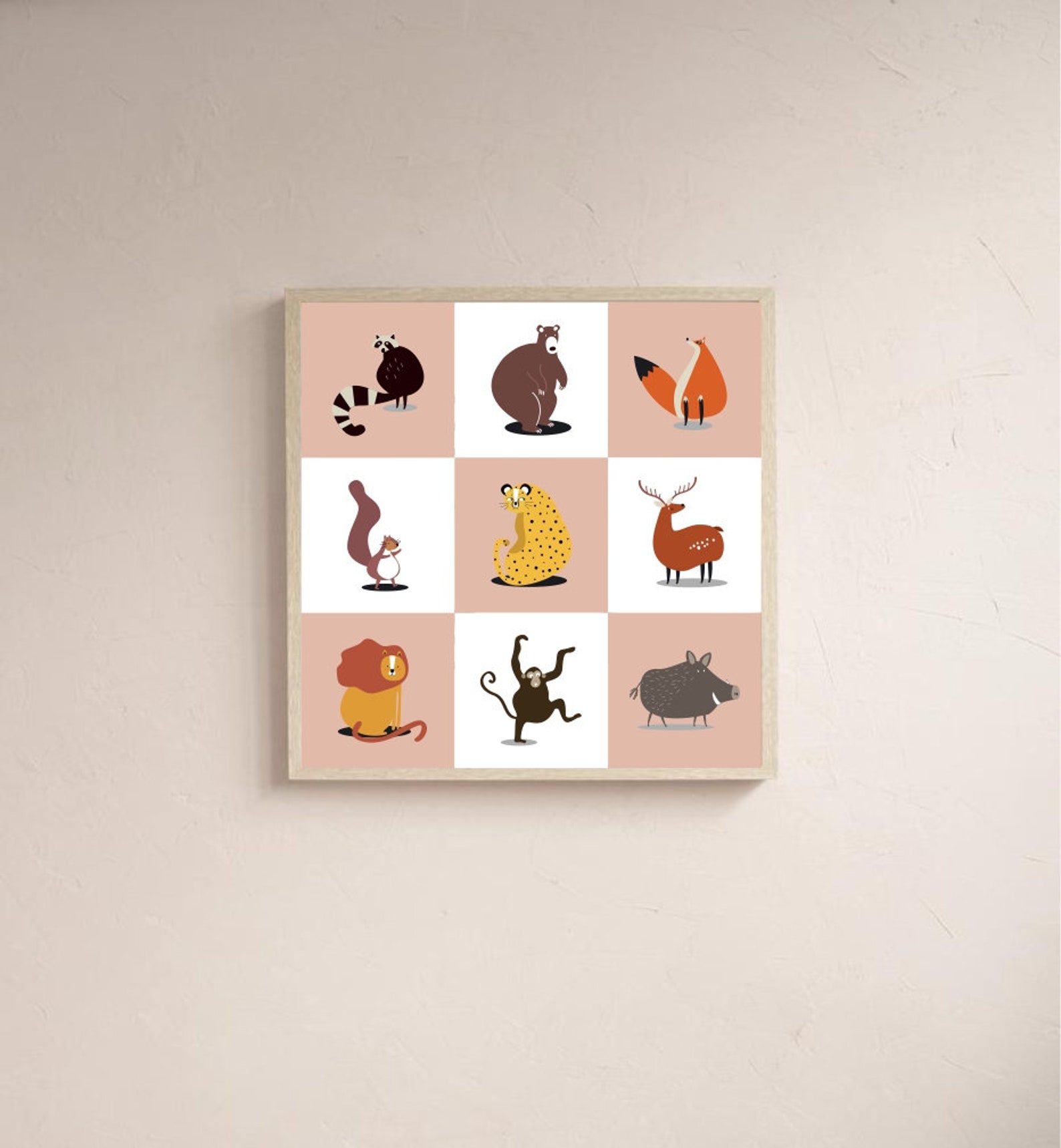 Wild Animals Decor Nursery Decor Playroom Wall Art Kids Etsy