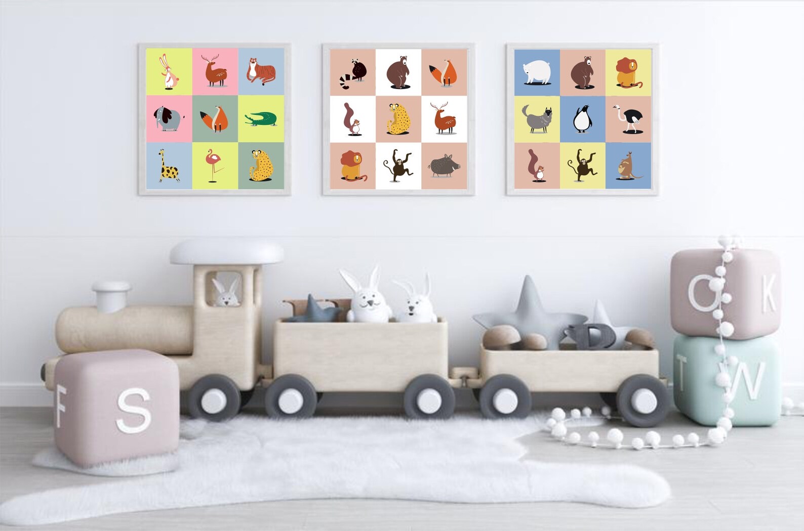 Wild Animals Decor Nursery Decor Playroom Wall Art Kids Etsy