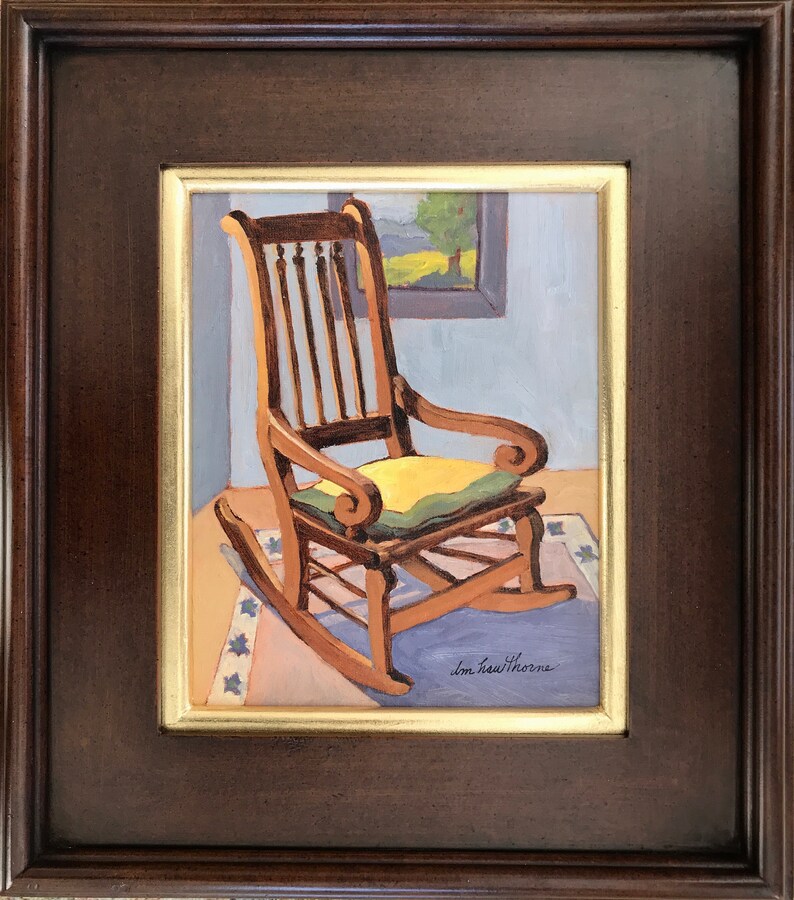 An Original Oil Painting of an Antique Rocking Chair Etsy