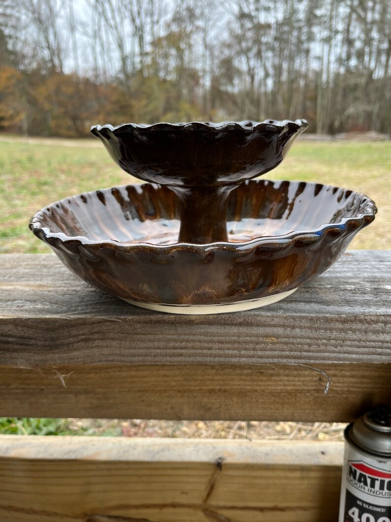 Two Tiered Chip and Dip Serving Dish Etsy