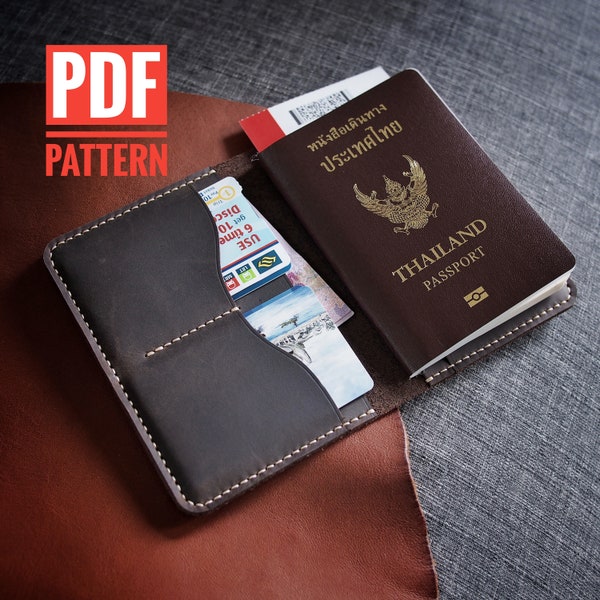 PDF A4 Pattern - Leather Passport Holder Template PDF Pattern