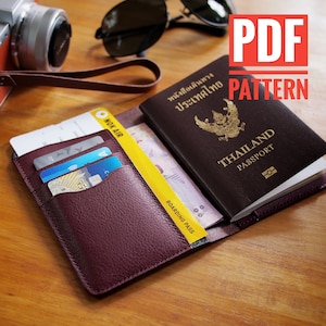 Padrão PDF A4 - Porta-passaporte de couro TypeB com três slots para cartão Modelo PDF Padrão