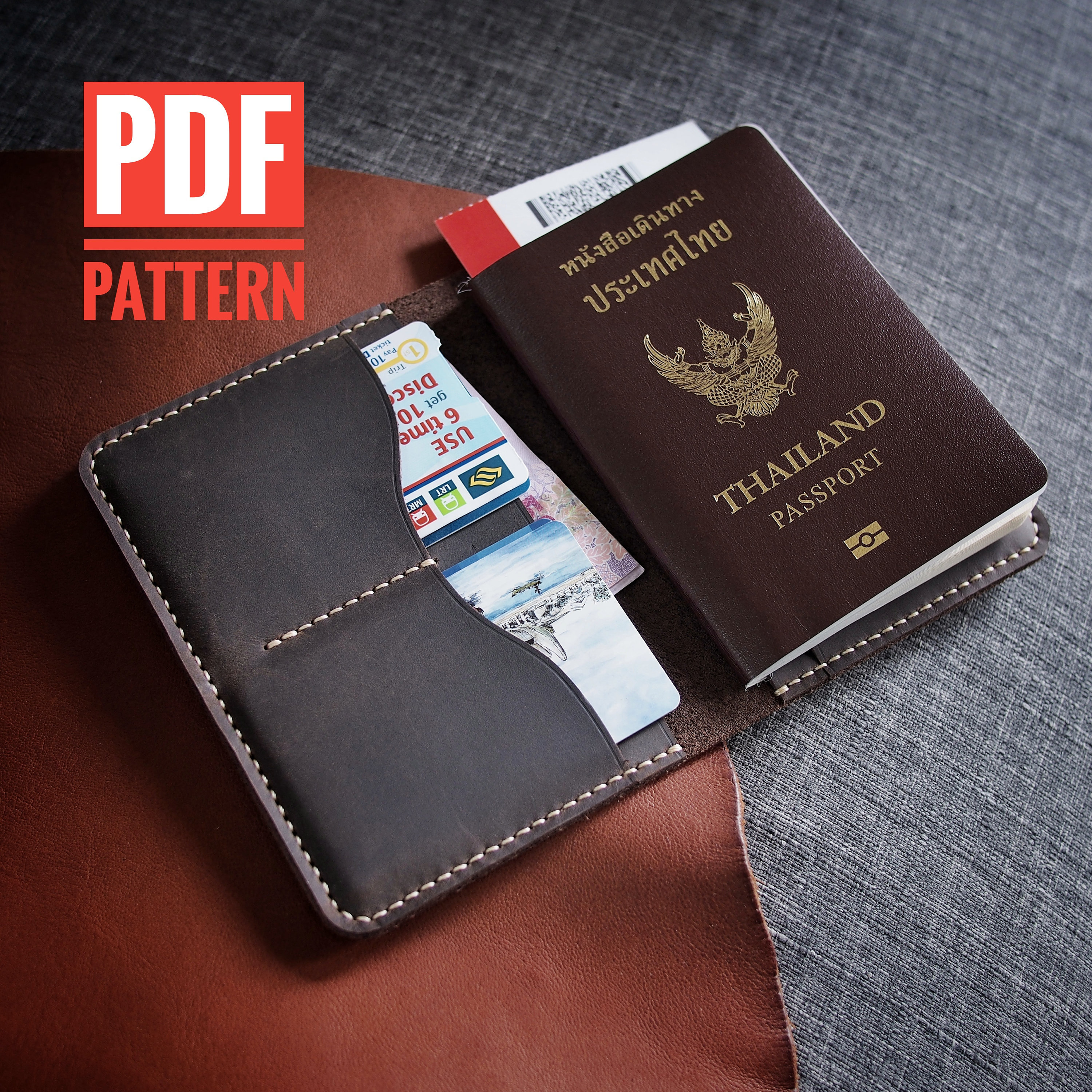 PDF A4 Pattern Leather Passport Holder Template PDF Pattern 