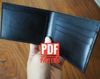 Sjabloon minimalistische dubbele portemonnee: patroon leren portemonnee voor heren (A4-pdf)