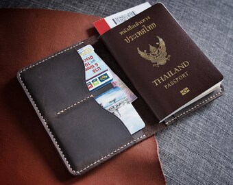 Personalized Crazy Horse Leather Passport Holder - Handmade Travel Wallet