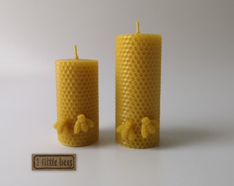 Beeswax Candles Pillar Large Pure Rolled Magnetic Birthday Mother Gift Box   Eco Friendly UK