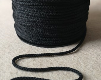 Black Polypropylene Round Cord: 3mm or 5mm Drawstring Rope