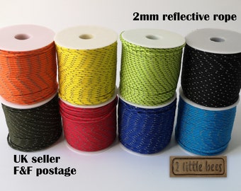 Reflective Cord 2mm Paracord Strong Rope  String  Camping Outdoors Hiking Luminous UK