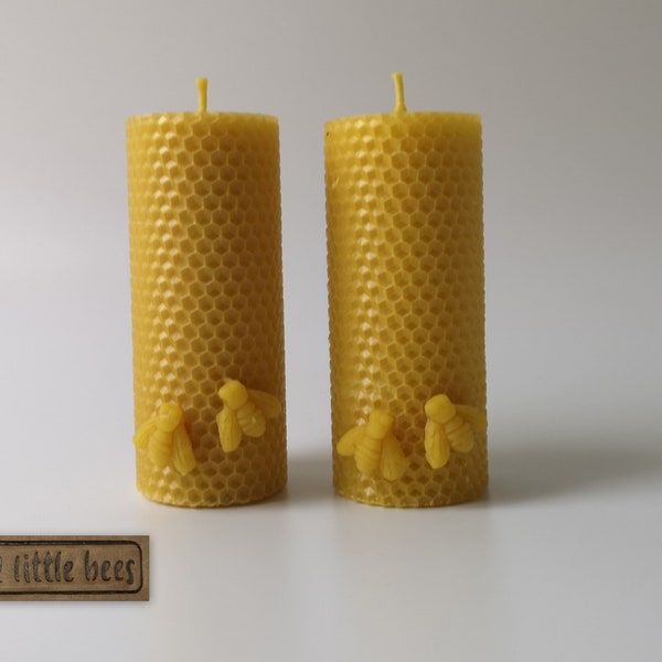 Beeswax Candles 2 x Large Beeswax Pure Rolled Present Mother Gift Natural Eco Friendly Home Decor UK