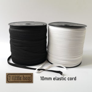 Cord Elastic Sewing Flat White Black 10mm  Craft Accessories  UK
