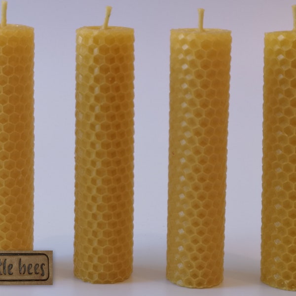 4 x  Beeswax Candles Hand Rolled 100% Natural product Present Gift Eco Friendly 2littlebees  UK