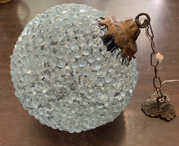 Glass And Bronze Chandelier Bubble Antique - Antique Bubble Glass Glass And Bronze Chandelier Bubble Antique - Antique Bubble Glass