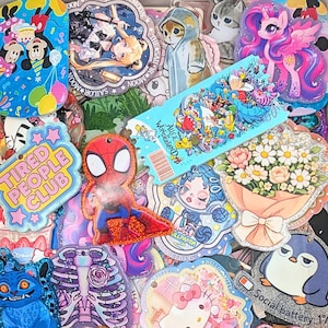 10pc Assorted Large Acrylic Tags: Kawaii Printed Cards for DIY & Craft Projects