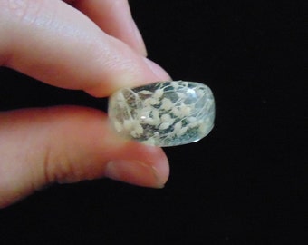 Clear baby's breath resin dome ring