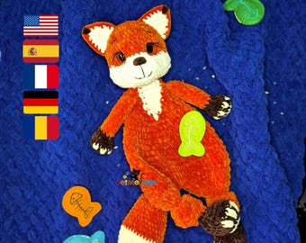 Sienna the Snuggler Fox Crochet Pattern – Low Sew Amigurumi Fox PDF – Plush Woodland Baby Lovey