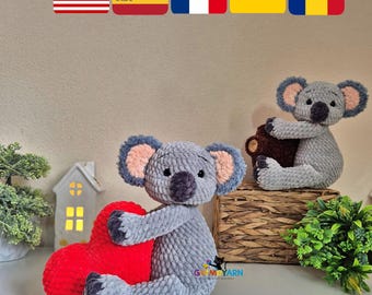 Archie, the Koala Amigurumi Crochet Pattern – Koala Hugging Heart or Tree Log – Plush Toy PDF Pattern