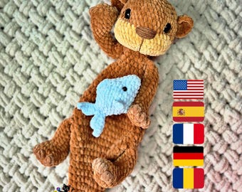 Onyx the Snuggler Otter Crochet Pattern PDF | Baby Lovey Amigurumi | Plush Otter Security Blanket | Easy Baby Shower Gift | Fish Toy Pattern