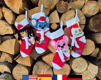 Blue Alien Christmas Stocking Crochet Pattern – 4 Festive Sock Variations | Holiday Amigurumi Stocking Sock Crochet Pattern