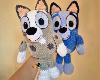 Heeler dog plushies 2 - LOW SEW --- Medium version --- Crochet pattern
