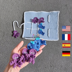 Octopus vs. Wale Tic-Tac-Toe game - Crochet pattern