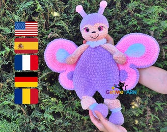 Butterfly Snuggler Crochet Pattern | Amigurumi Butterfly Lovey | Plush Comfort Toy PDF | Baby Gift Pattern | Lila Butterfly