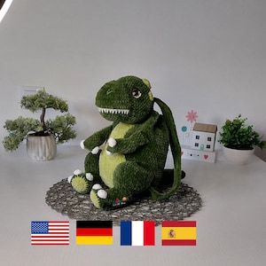 Sac à dos dinosaure T-Rex - Modèle de couture minimum de crochet