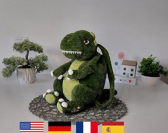 T-Rex dinosaur backpack - Minimum sew crochet pattern