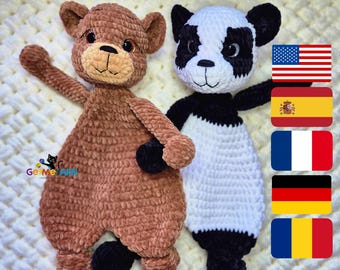 Rupert Bear & Panda Snuggle Crochet Pattern – 2-in-1 Lovey Toy, Amigurumi Bear and Panda Plush Pattern