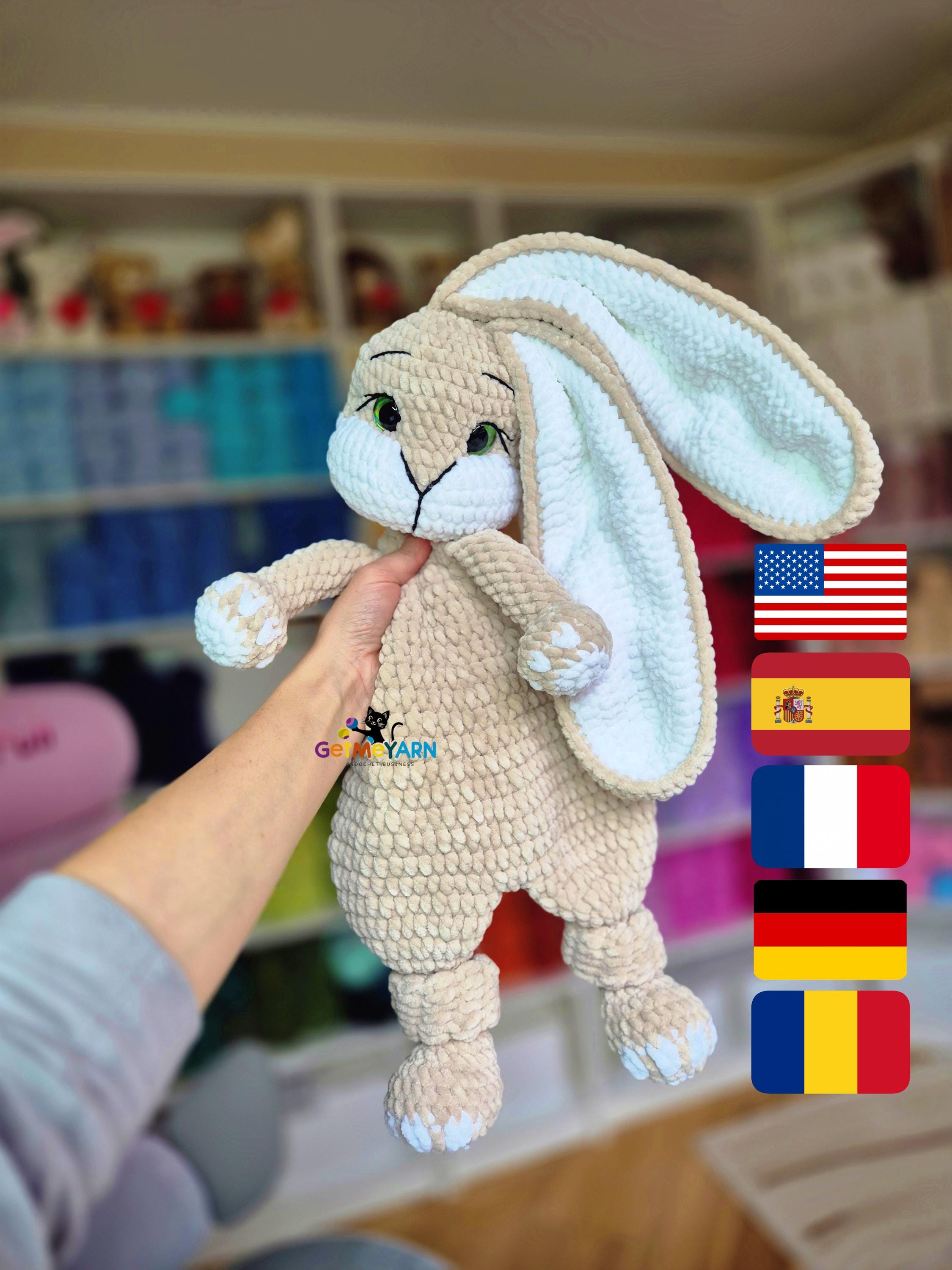 Flopsy the Floppy Bunny Crochet Pattern PDF • Bunny Snuggler Lovey Toy ...
