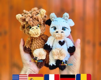 Moolsy, the sweet Cow Crochet Pattern | Pocket toy | Amigurumi Highland Cow PDF Plushie Tutorial | Small Cow Amigurumi
