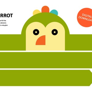 Parrot Paper Crown, Printable, Crown Template, Animal Headband, Animal Crown, Printable Crown, Parrot, Parrot Headband, DIY Animal Crown