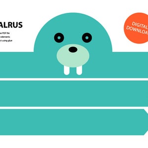 Walrus Paper Crown - Printable, Crown Template, Animal Headband, Animal Crown, Printable Crown, Walrus, Walrus Mask, Walrus DIY Crown