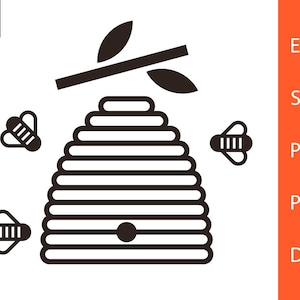 Bee svg, Beehive svg, Beekeeping svg, Bee Vector, Bee Clipart, Beehive Clipart, SVG, PNG, DXF, Clipart, Vector, Silhouette, Cut file, eps