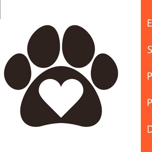 Patte de coeur svg, je Love Pets, fichier de vecteur de coeur patte, Pet svg, svg de chien, chat svg, svg de patte, patte de vecteur, Silhouette patte, patte coupe, SVG, PNG, DXF