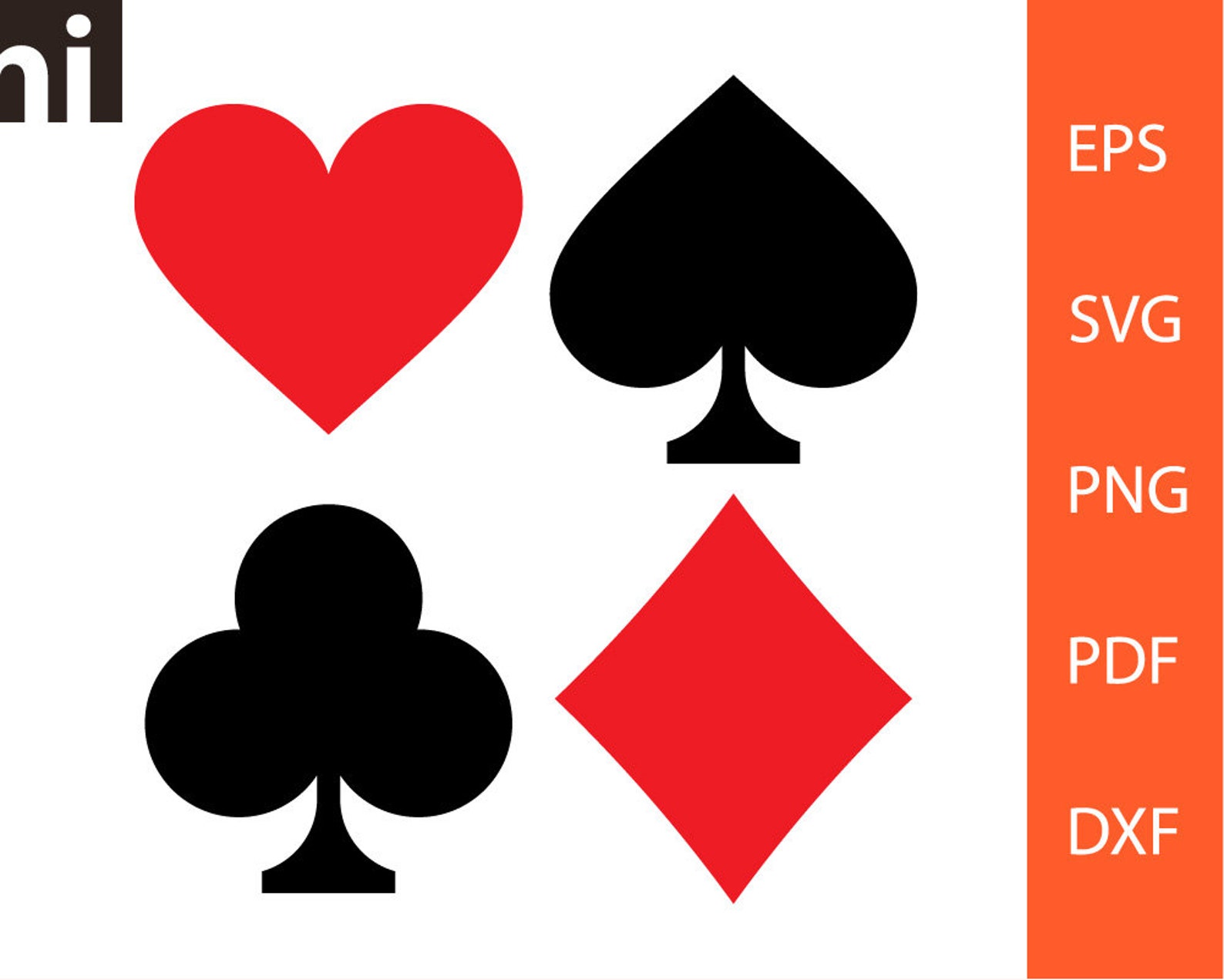 Playing Card Suits Svg Heart Diamond Spade Club Card Etsy