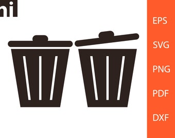 Trash Bin svg, Rubbish Bin svg, Trash Can svg, Trash Bin Vector, Trash Bin Clipart, SVG, PNG, DXF, Clipart, Vector, Silhouette, eps, pdf