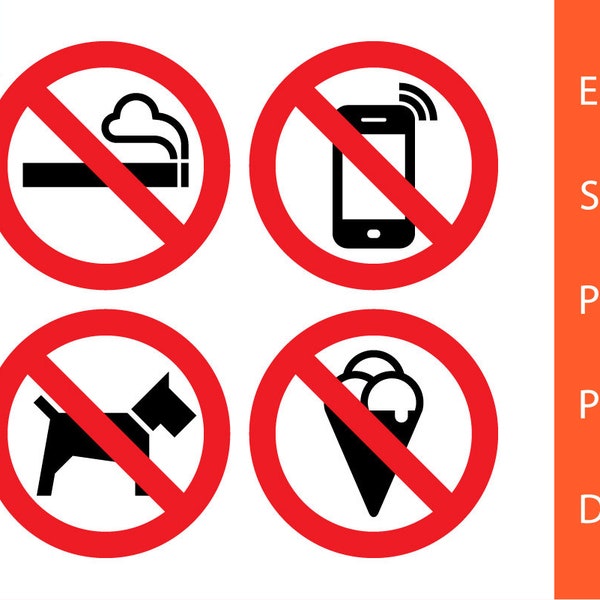 No Smoking svg | No Food svg | No Phone svg | No Pets svg | Prohibitive Signs | No allowed Signs | SVG | PNG | DXF | Clipart | Vector | Sign