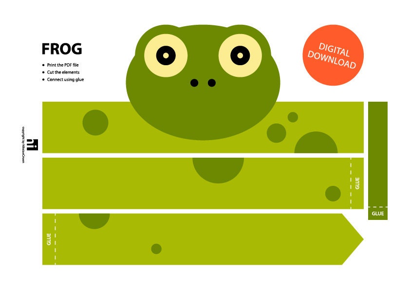 Opaska żaba Szablon Do Wydruku Frog Paper Crown do druku, Szablon Korony, Opaska dla zwierząt, Korona