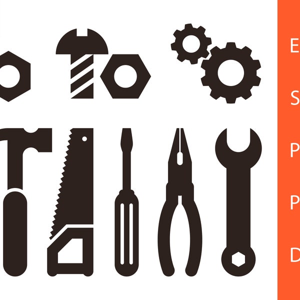 Tool svg | Hammer svg | Screwdriver svg | Pliers svg | Saw svg | Nut svg | Bolt svg | Gears svg | SVG | DXF | Clipart | Vector | Silhouette