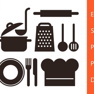 Kitchen svg / Chef Hat svg / Cutlery svg / Knife svg / Fork svg / Plate svg / Grater svg / Pot / Ladle / Dining svg / Kitchen vector / SVG