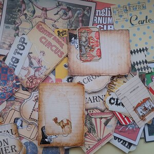 Scrapbook kit embellishments 44 stuks - Vintage circus thema | Stickers en papieren cut outs B grade